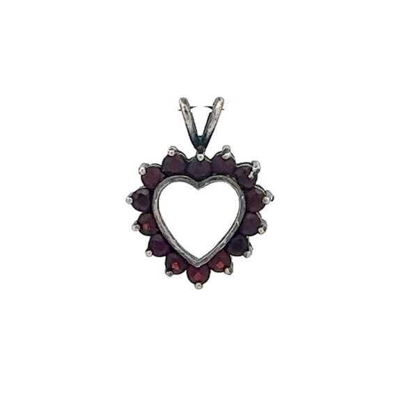 Estate Sterling Silver & Garnet Open Heart Love Pendant! 38 - Picture 1 of 7